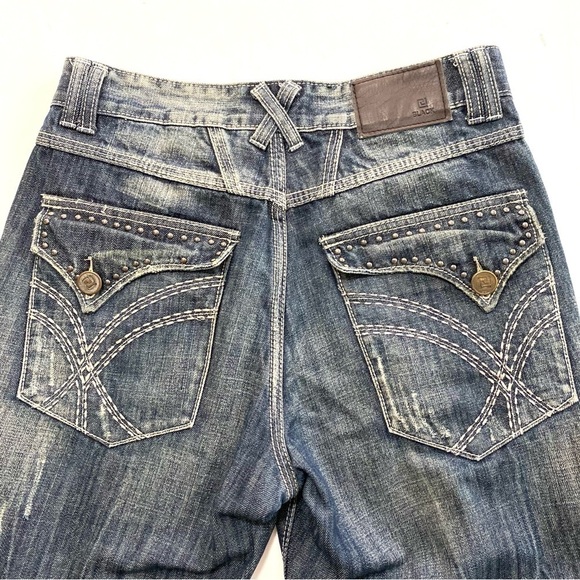 Carbon Black Men Distressed Relaxed Straight Leg Jeans 29x32 Denim - Picture 7 of 16